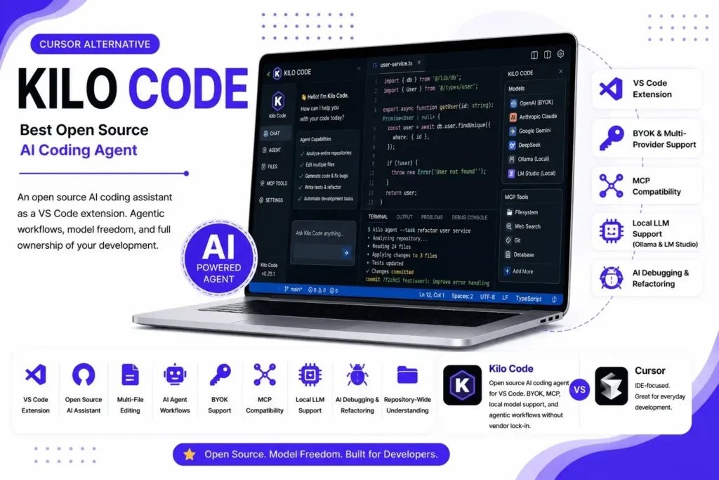 8 Best Cursor Alternatives for AI Powered Coding in 2026 14 Kilo Code is Best free cursor alternative for Open Source AI Coding Agent