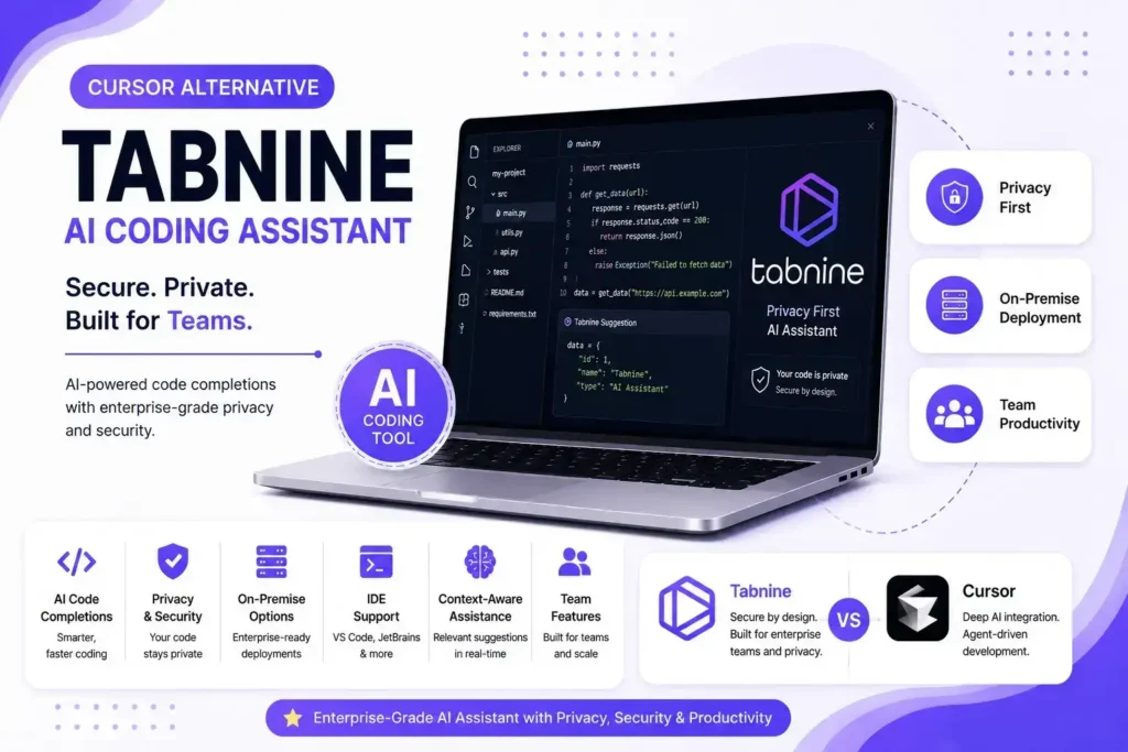 Tabnine – Best Cursor Alternative for Enterprise Teams