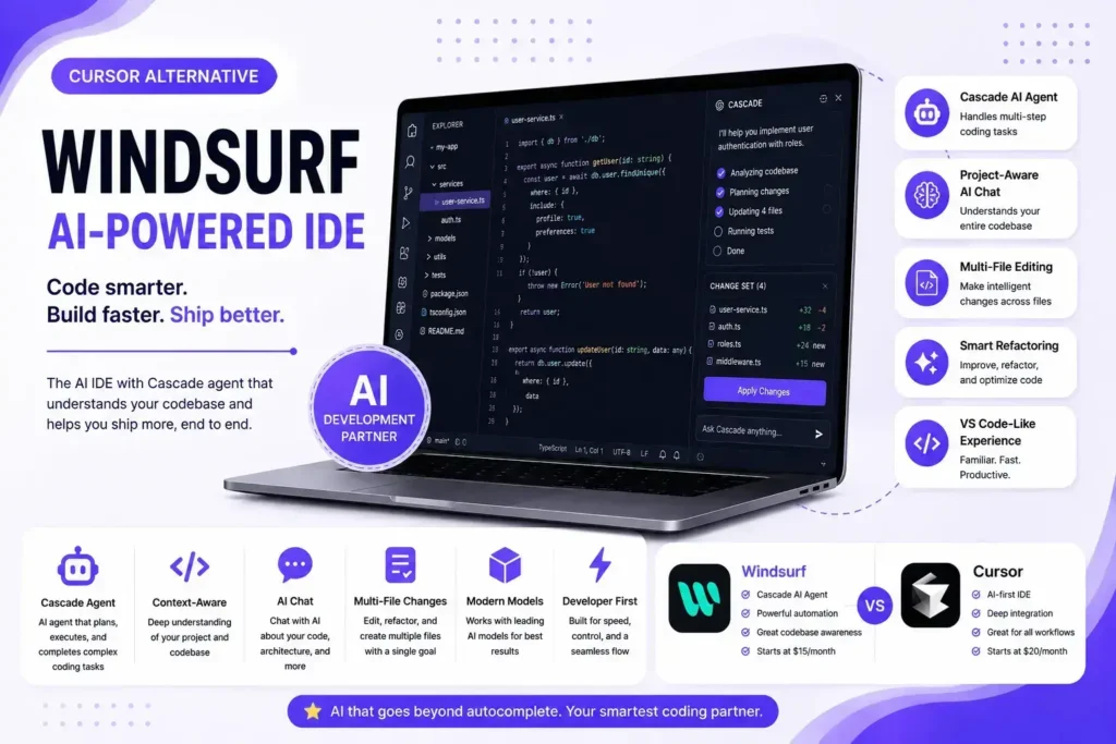Windsurf – The Best Overall Cursor Alternative